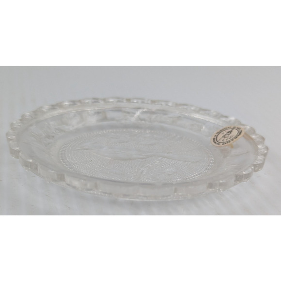 Cardinal Bird Glass Window Decor Pairpoint Cup Plate Clear Vintage 3.5" - Picture 7 of 8